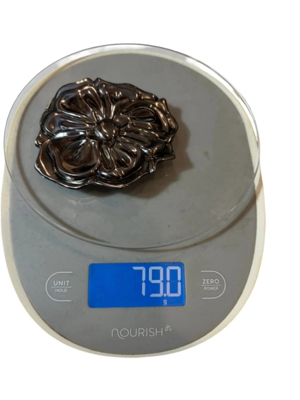 Vintage Charmant Accessories Gunmetal Floral Rose Statement Belt Buckle Medium